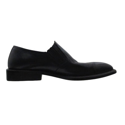 Louis Vuitton Slip on Leather Loafers Shoes Side Gore Square Toe Black 6 — view 2