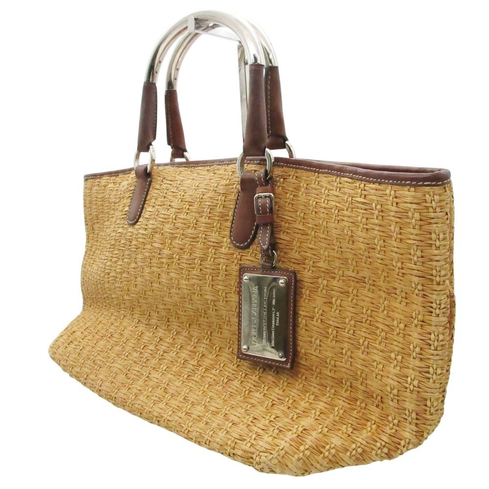 Dolce & Gabbana Straw Tote Basket Miss Elsie Lining Leopard Pattern Purse Beige — view 2