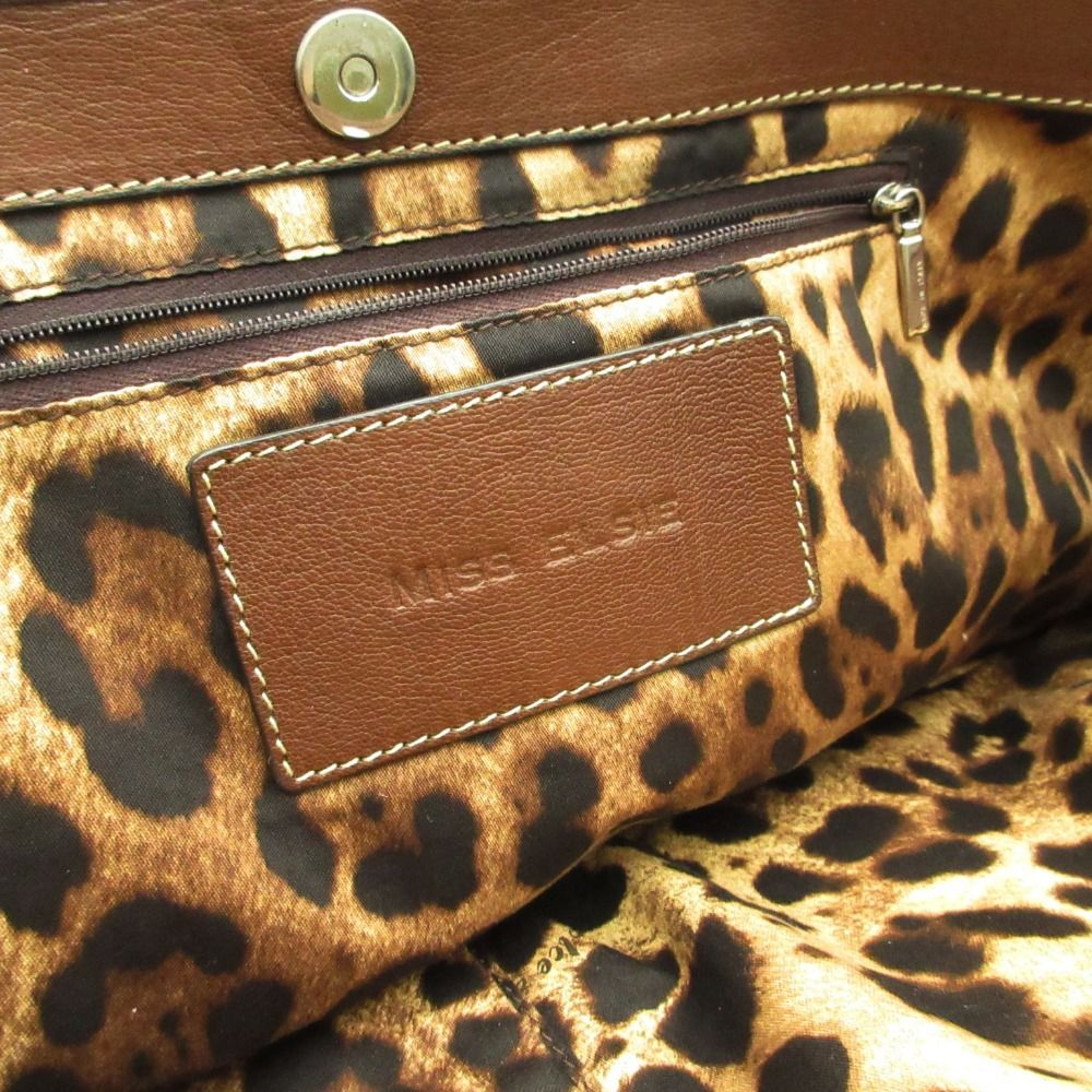 Dolce & Gabbana Straw Tote Basket Miss Elsie Lining Leopard Pattern Purse Beige — view 6
