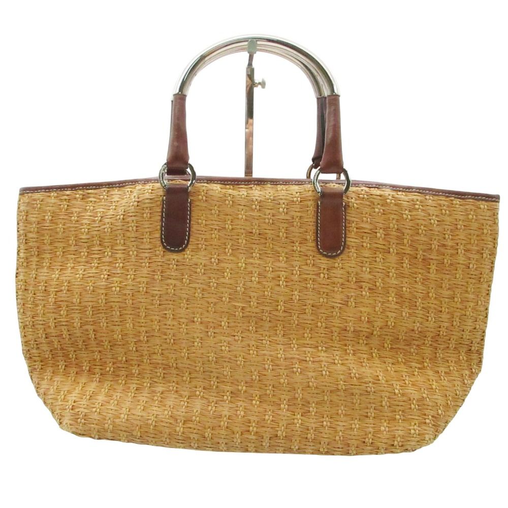 Dolce & Gabbana Straw Tote Basket Miss Elsie Lining Leopard Pattern Purse Beige — view 3