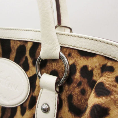 Dolce & Gabbana Tote Shoulder Bag Canvas Leather Leopard Print Y2k Purse Beige — view 9