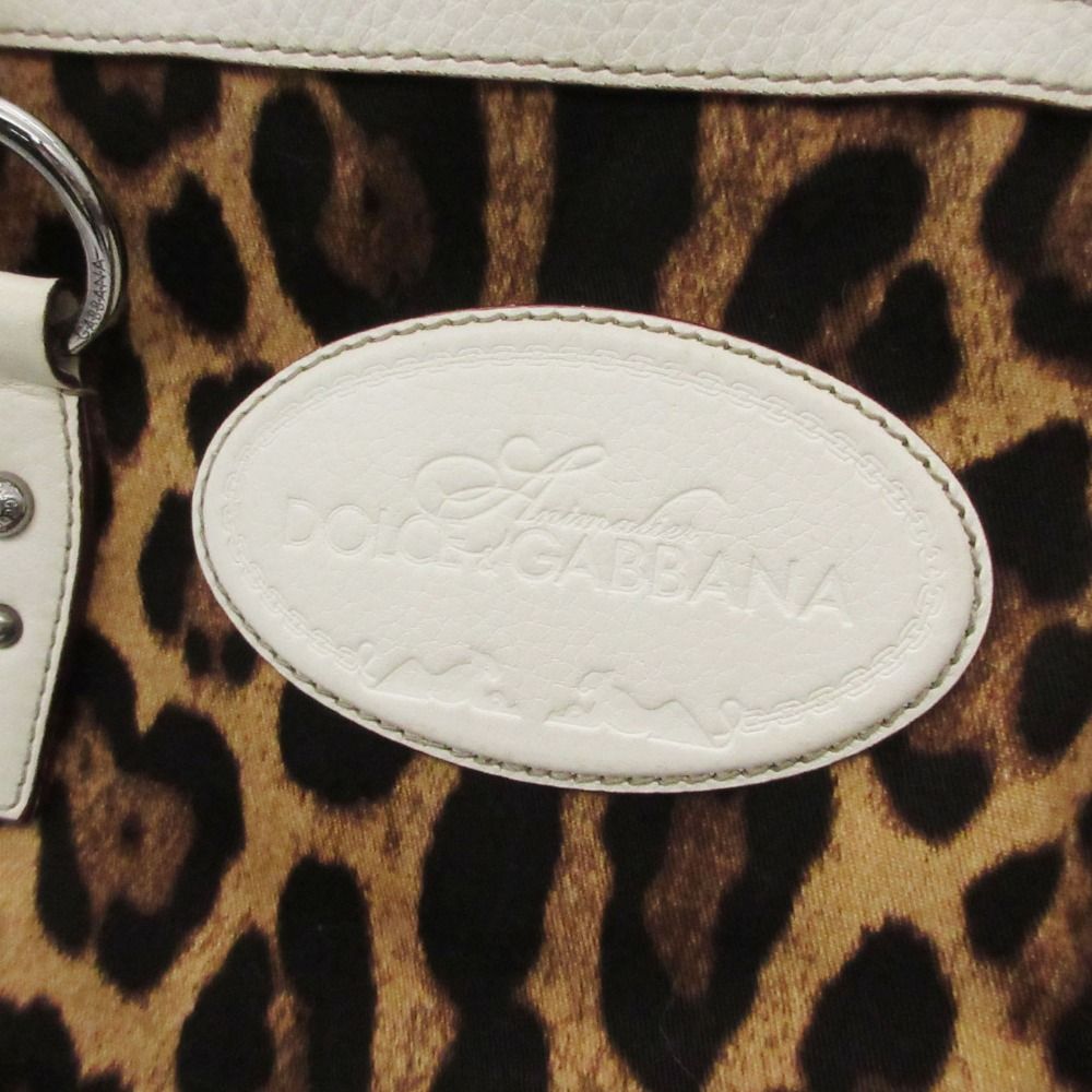 Dolce & Gabbana Tote Shoulder Bag Canvas Leather Leopard Print Y2k Purse Beige — view 8