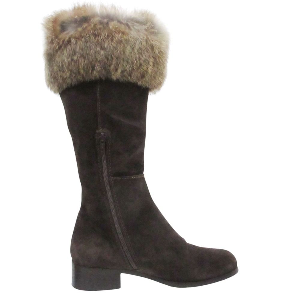 Max Mara Long Boots Suede Fur Decoration Shoes Brown — view 3