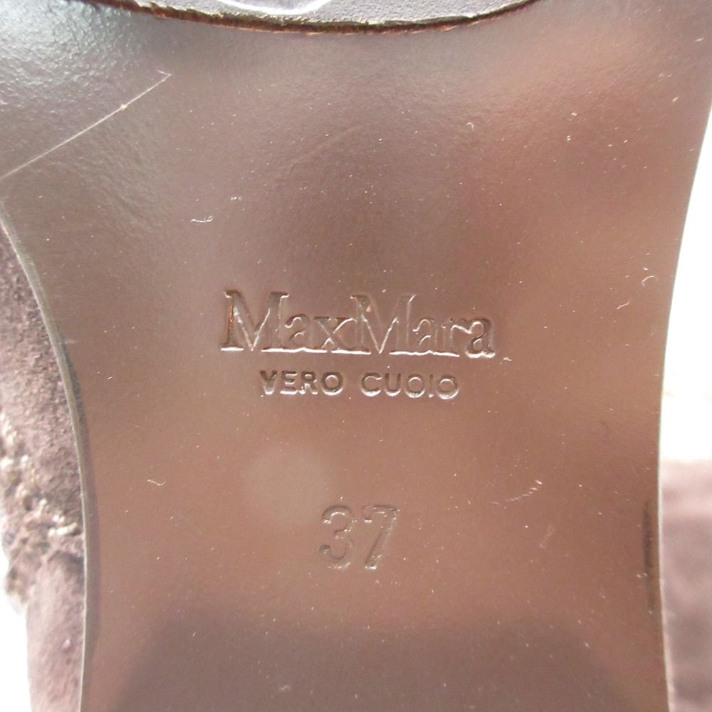 Max Mara Long Boots Suede Fur Decoration Shoes Brown — view 6