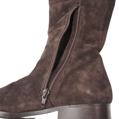 Max Mara Long Boots Suede Fur Decoration Shoes Brown — view 7
