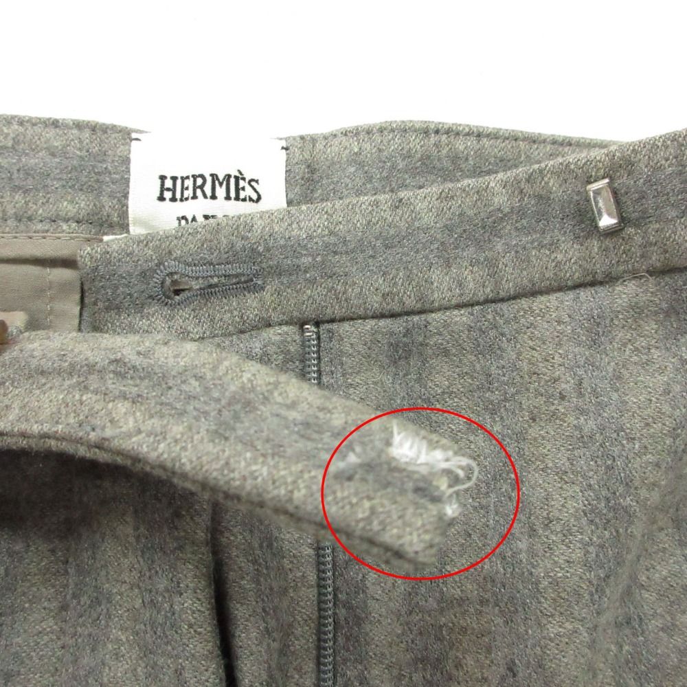 Hermes Era Pants Wool Cashmere Blend Striped Pattern Pleated Gray 34 — view 5