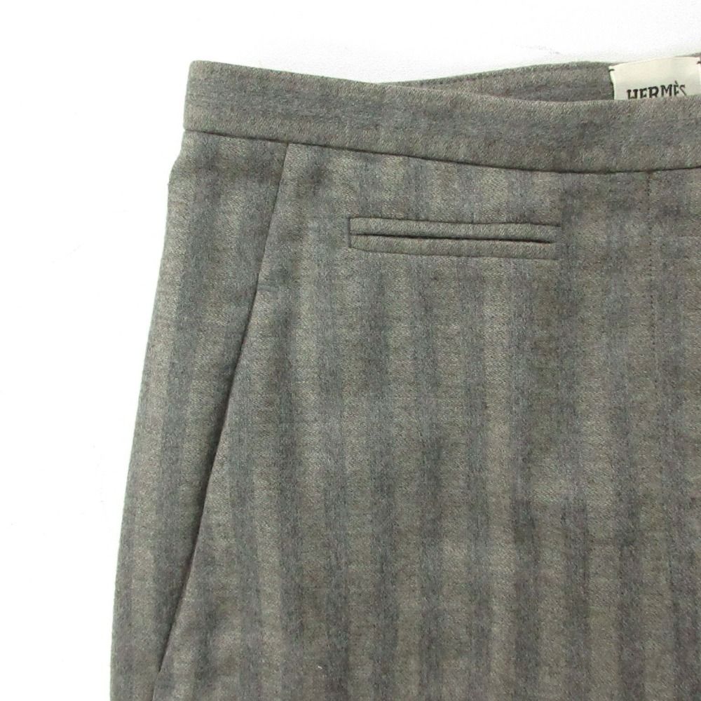 Hermes Era Pants Wool Cashmere Blend Striped Pattern Pleated Gray 34 — view 6