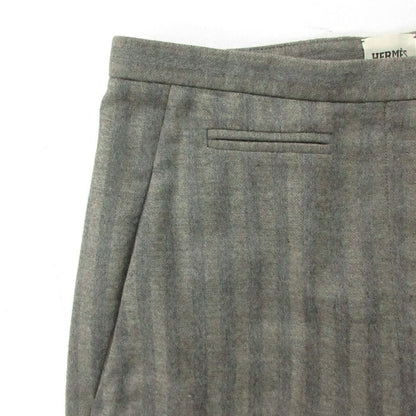 Hermes Era Pants Wool Cashmere Blend Striped Pattern Pleated Gray 34 — view 6