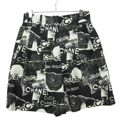 Chanel Shorts Culottes Camellia CC Logo Graphic Black 36