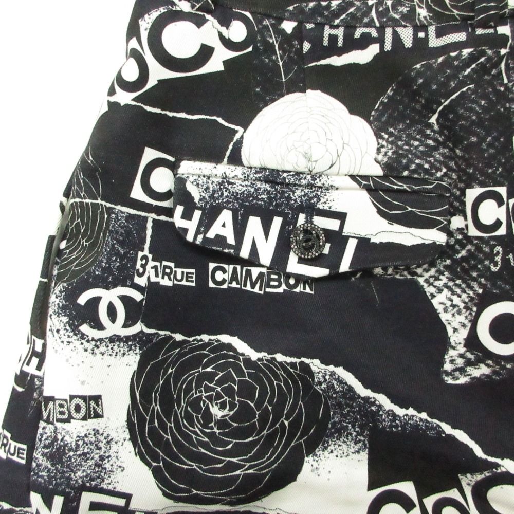 Chanel Shorts Culottes Camellia CC Logo Graphic Black 36 — view 7