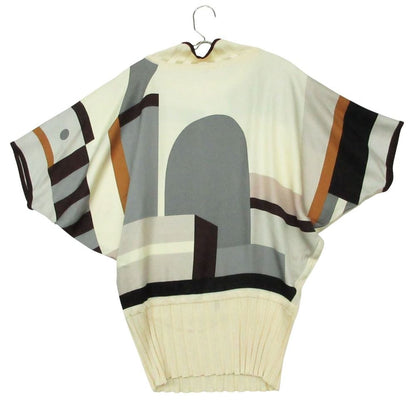 Hermes Knit Dolman Sleeve Sweater High Neck Pullover Silk Twill Top White — view 2
