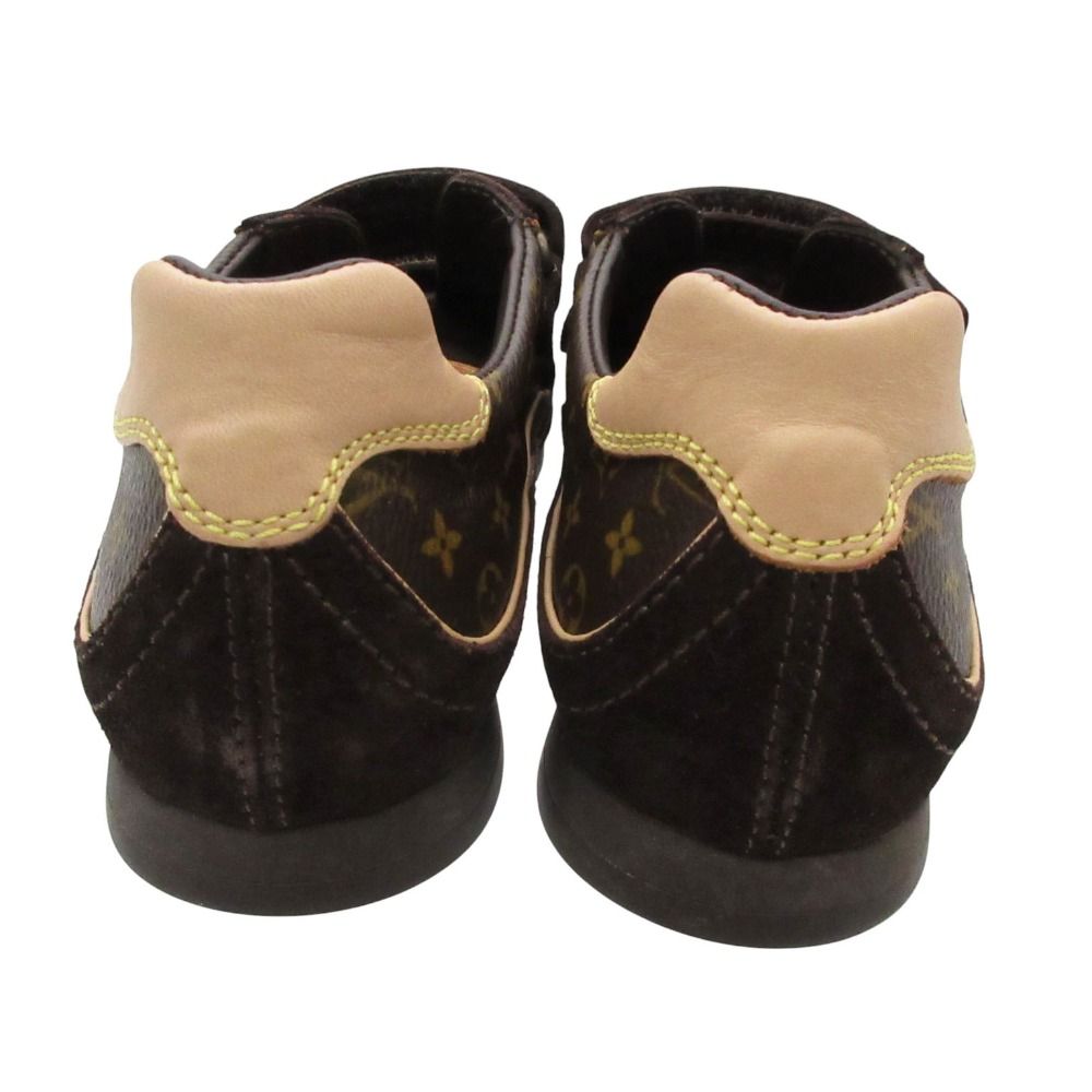 Louis Vuitton Sneakers Monogram Velcro Suede Contrast Brown — view 4