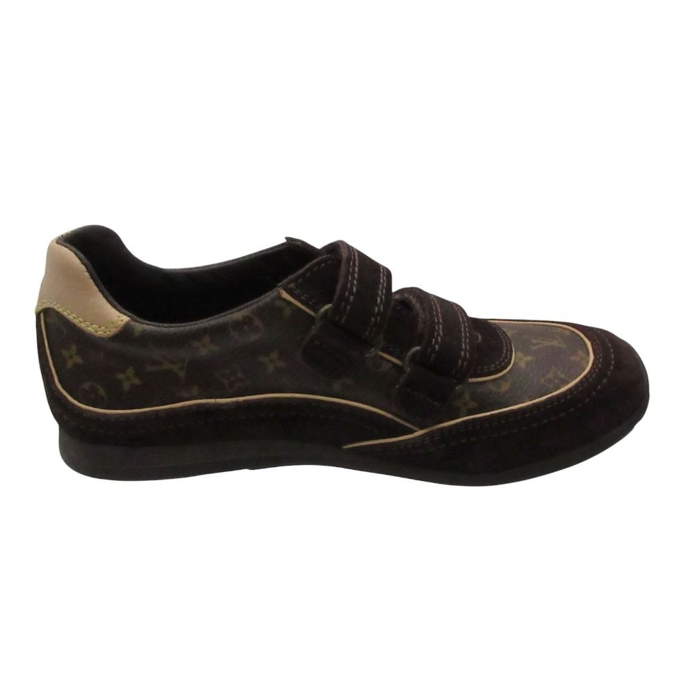 Louis Vuitton Sneakers Monogram Velcro Suede Contrast Brown — view 3