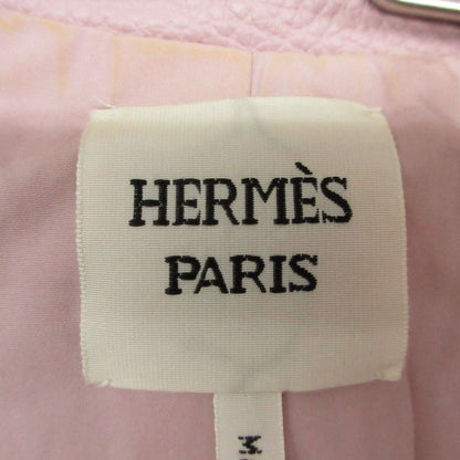 Hermes Jacket Deerskin Leather Cropped Short Length Pink 36 — view 4