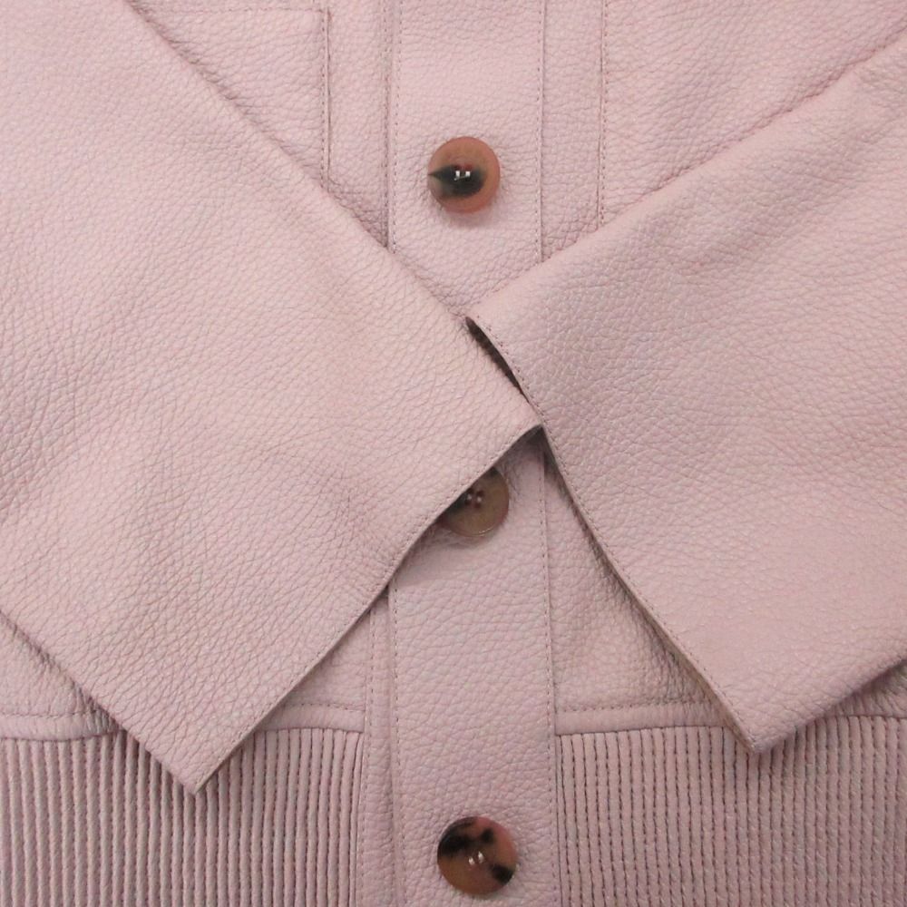 Hermes Jacket Deerskin Leather Cropped Short Length Pink 36 — view 6