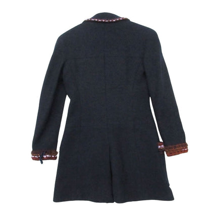 Chanel Vintage Star Coat Tweed Zip Jacket Trimmed Navy — view 2