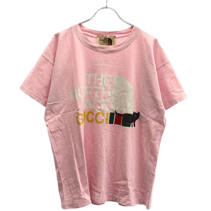 Gucci the North Face Logo Cat Print T-Shirt Pink