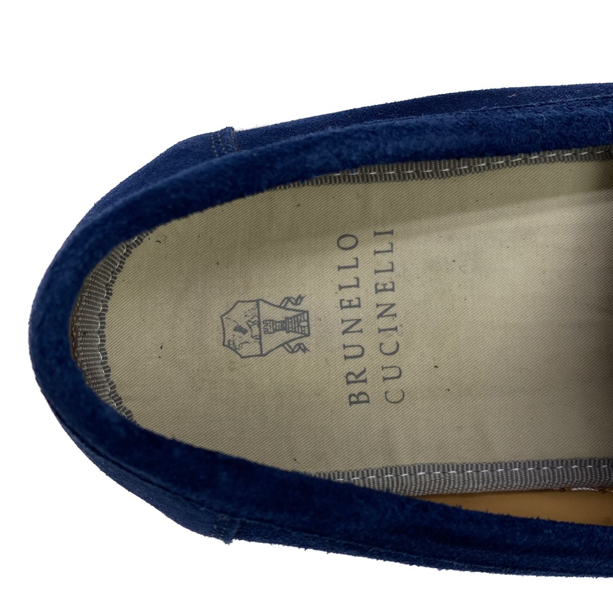Brunello Cucinelli Espadrilles Suede Leather Slip on Loafers Navy — view 5