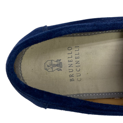 Brunello Cucinelli Espadrilles Suede Leather Slip on Loafers Navy — view 5