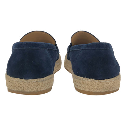 Brunello Cucinelli Espadrilles Suede Leather Slip on Loafers Navy — view 3