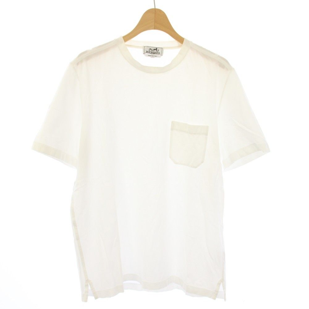 Hermes T-Shirt Crew Neck Short Sleeve Pocket M White TK