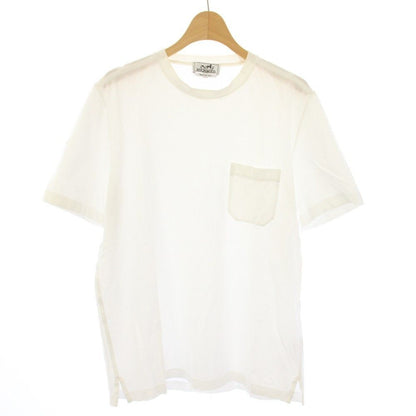 Hermes T-Shirt Crew Neck Short Sleeve Pocket M White TK