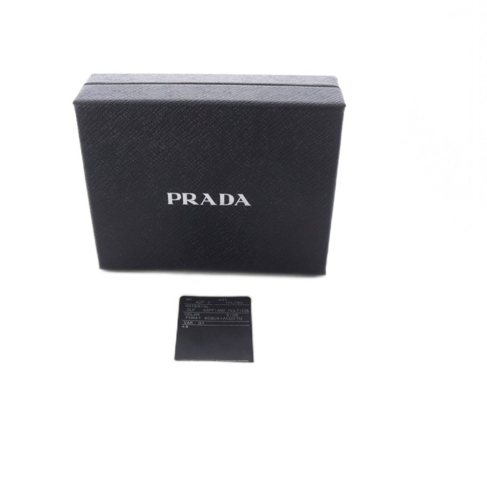 Prada Saffiano Triangolo Wallet Bifold Leather Mint Green — view 6