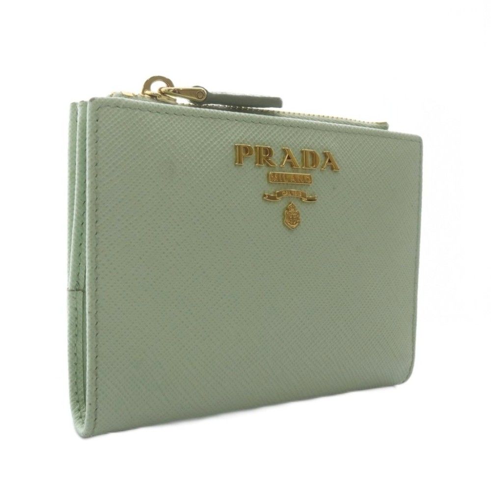 Prada Saffiano Triangolo Wallet Bifold Leather Mint Green — view 4