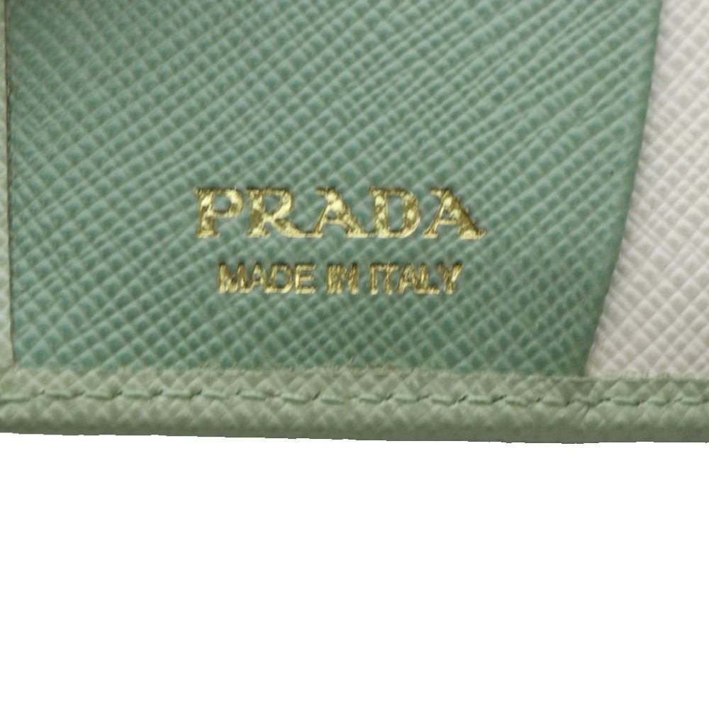Prada Saffiano Triangolo Wallet Bifold Leather Mint Green — view 3