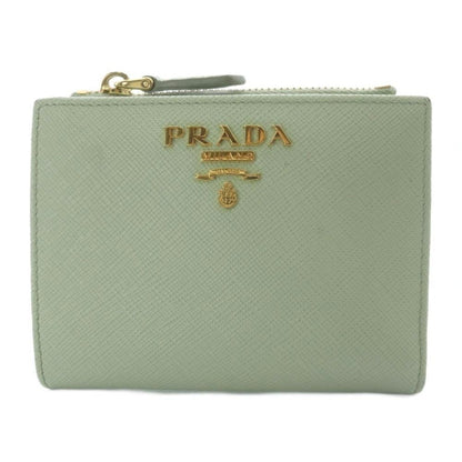 Prada Saffiano Triangolo Wallet Bifold Leather Mint Green