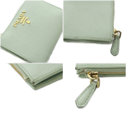 Prada Saffiano Triangolo Wallet Bifold Leather Mint Green — view 9