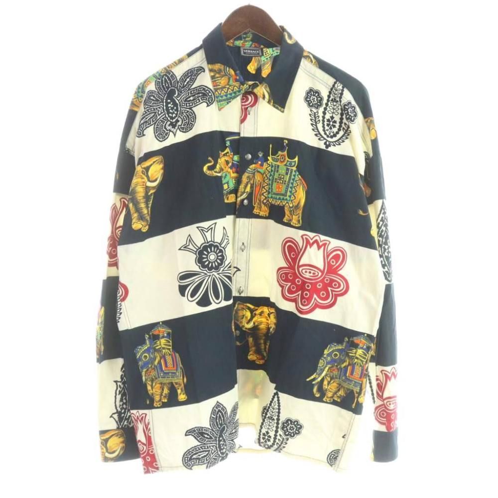 Versace Jeans Couture Shirt Graphic Print Long Sleeve All Over Pattern Elephant