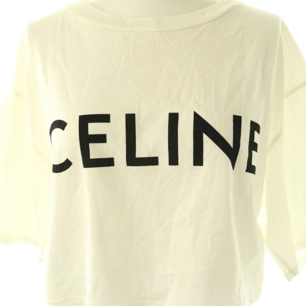 Celine by Hedi Slimane Cropped T-Shirt S Ivory Black DO — view 4