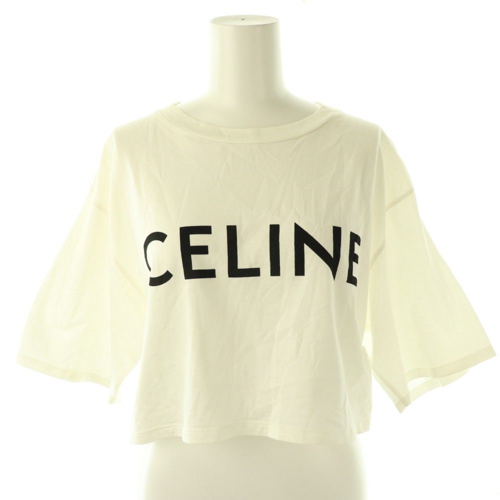 Celine by Hedi Slimane Cropped T-Shirt S Ivory Black DO