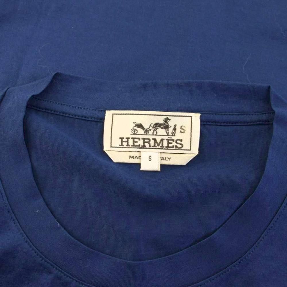 Hermes Pocket T-Shirt Crew Neck Short Sleeve S Navy — view 4