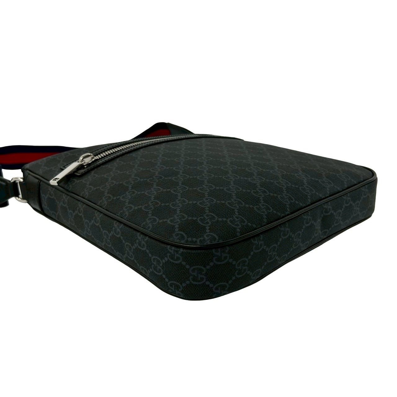 Gucci Sherry Line GG Supreme Logo Pattern Leather Shoulder Bag Tote Black Navy — view 7