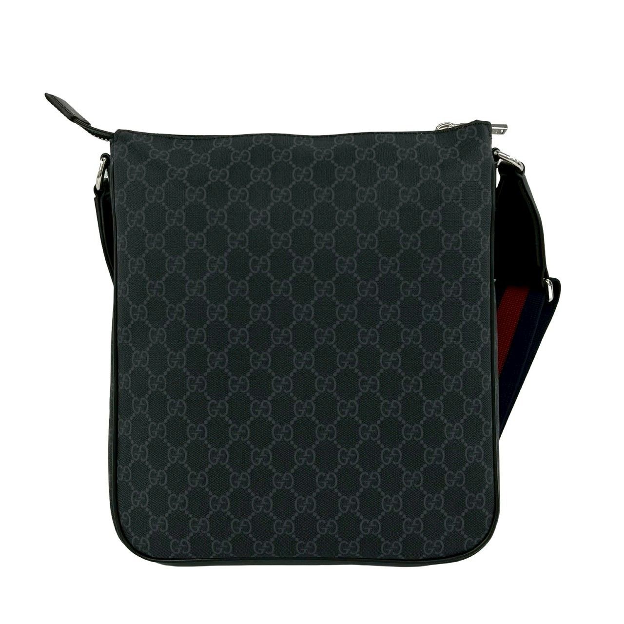 Gucci Sherry Line GG Supreme Logo Pattern Leather Shoulder Bag Tote Black Navy — view 3