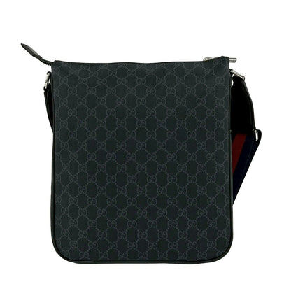 Gucci Sherry Line GG Supreme Logo Pattern Leather Shoulder Bag Tote Black Navy — view 3