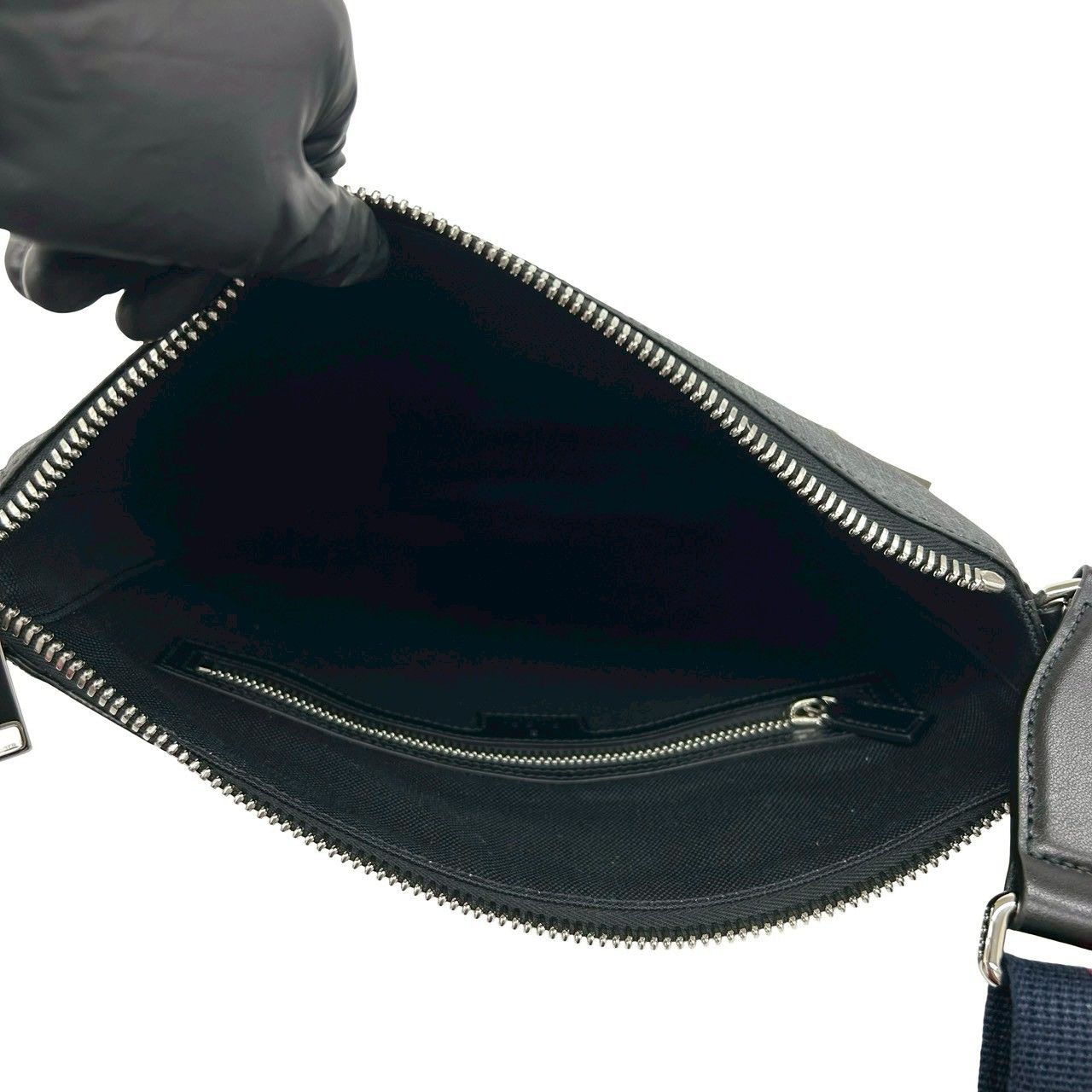 Gucci Sherry Line GG Supreme Logo Pattern Leather Shoulder Bag Tote Black Navy — view 9