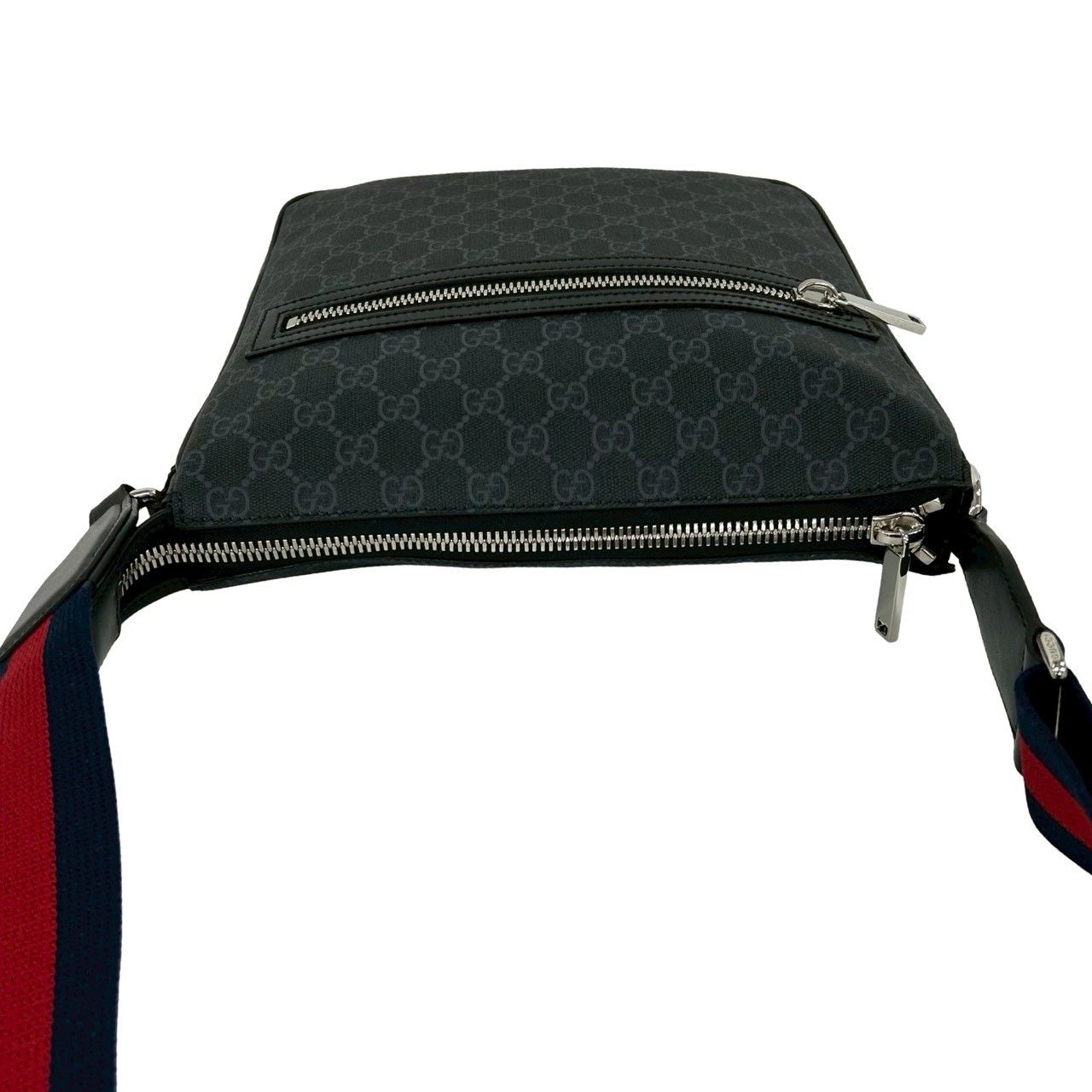 Gucci Sherry Line GG Supreme Logo Pattern Leather Shoulder Bag Tote Black Navy — view 4