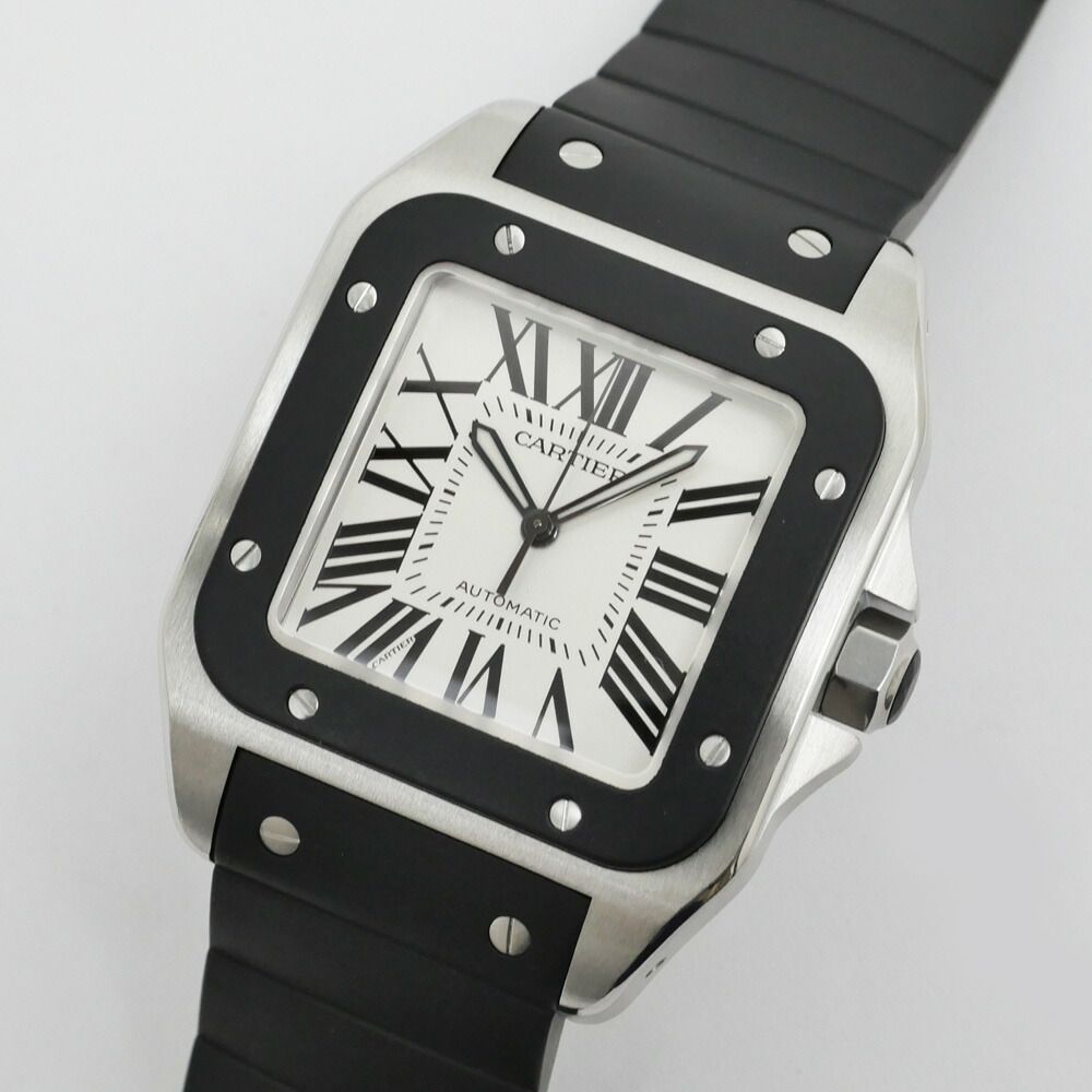 Cartier Santos 100 LM Silver Dial SS Rubber Automatic Winding Watch Overhauled — view 8