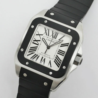 Cartier Santos 100 LM Silver Dial SS Rubber Automatic Winding Watch Overhauled — view 8