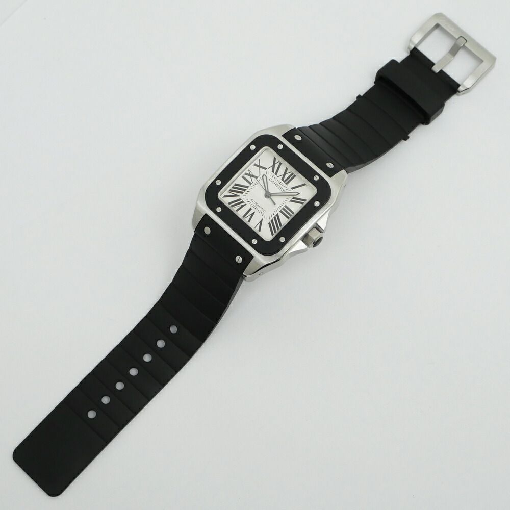Cartier Santos 100 LM Silver Dial SS Rubber Automatic Winding Watch Overhauled — view 2
