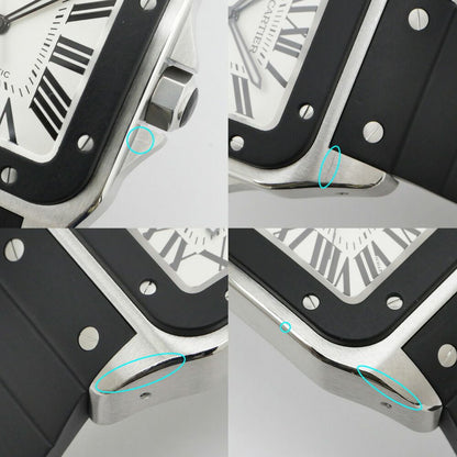 Cartier Santos 100 LM Silver Dial SS Rubber Automatic Winding Watch Overhauled — view 6