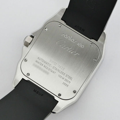 Cartier Santos 100 LM Silver Dial SS Rubber Automatic Winding Watch Overhauled — view 4