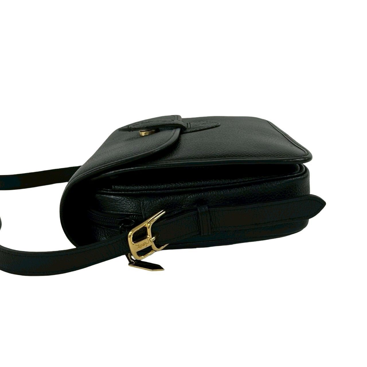 Saint Laurent Vintage YSL Logo Leather Shoulder Bag Pochette Black — view 5