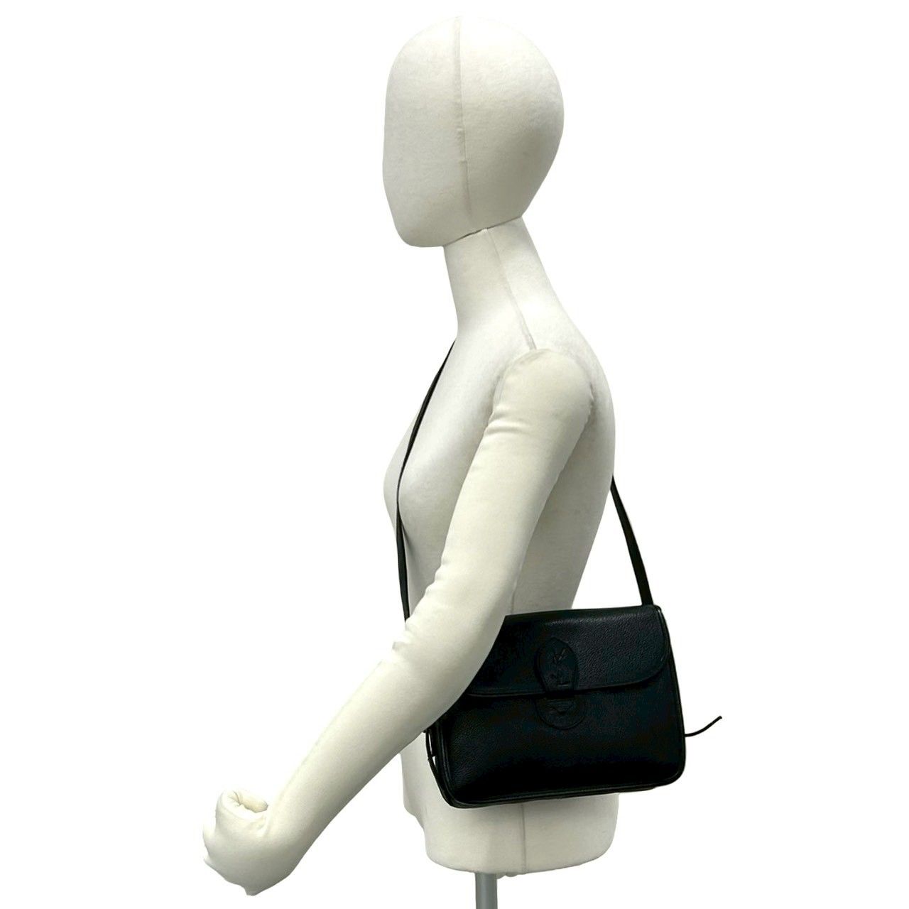 Saint Laurent Vintage YSL Logo Leather Shoulder Bag Pochette Black — view 2