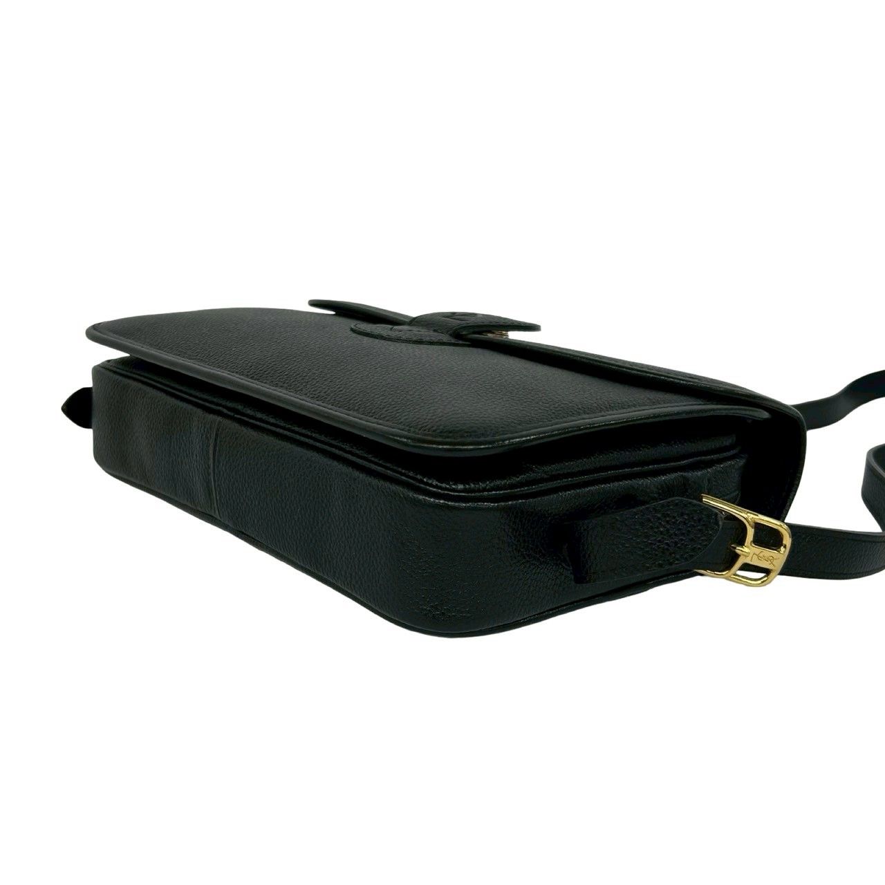 Saint Laurent Vintage YSL Logo Leather Shoulder Bag Pochette Black — view 8