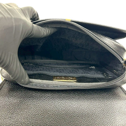 Saint Laurent Vintage YSL Logo Leather Shoulder Bag Pochette Black — view 9