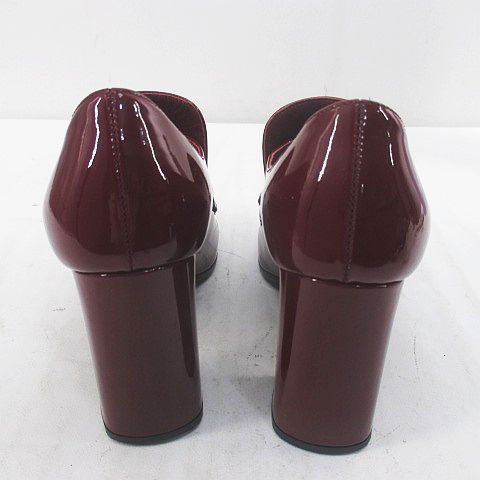 Prada Heels Loafers Silver Chain 35 Bordeaux Enamel — view 3